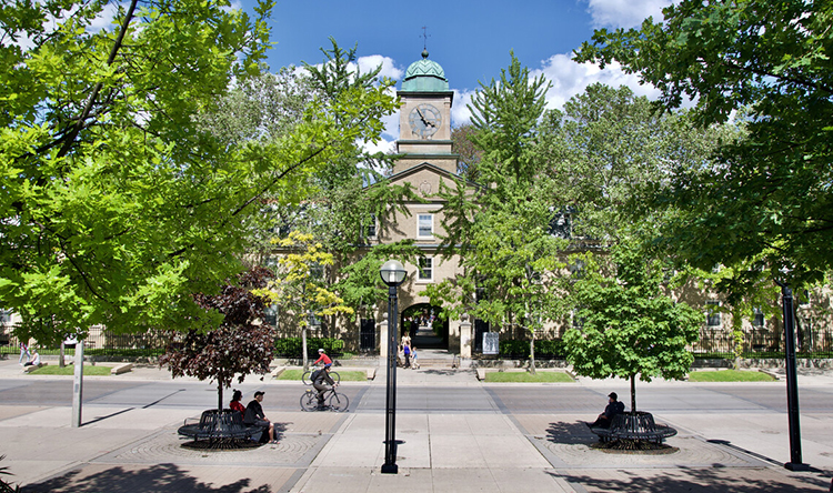 View from the Sidney Smith Hall terrace of Sir Daniel Wilson Residence.