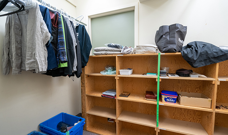 Clothes, calculators stored in the lost and found in the main caretaking office 